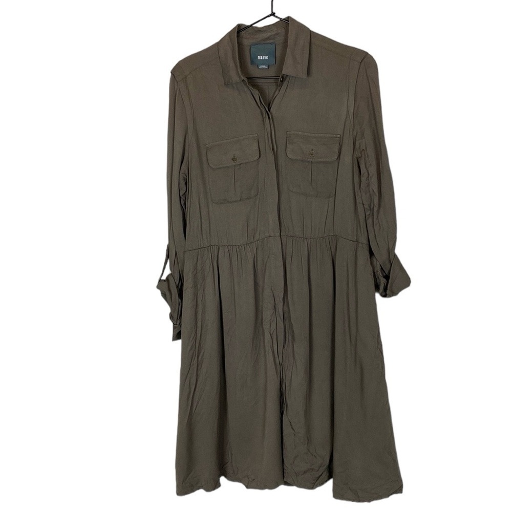 Maeve green button down midi dress